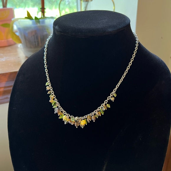 Jewelry - Silver Tone Beaded Cluster Necklace with Pearl Accents